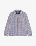 Uskees suburban navy/berry plaid pyjama top for men.