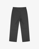 Back flat view of 5016 Uskees men's organic twill charcoal grey 'commuter' trousers showing the back pockets.