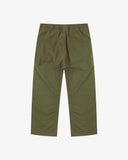 Back flat view of 5020 ripstop utility pants in ivy green. Indicating relaxed fit, two jetted pockets and length falling just above the ankle.