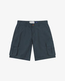 Front view of blueberry 5023 men's ripstop cargo shorts by Uskees. Clear view of belt loops, side pockets and deep cargo pockets.