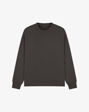 Front view of faded black organic heavyweight cotton 7005 sweatshirt by Uskees demonstrating regular, flattering shape.