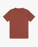 Back view of chestnut-brown organic cotton Uskees short-sleeved T-shirt.