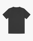 Back view of faded black organic cotton Uskees short-sleeved men's T-shirt.