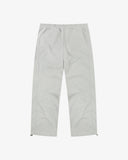 Front flat shot of Uskees marl gray sweat pants for men showing adjustable hem with toggle and indicating relaxed and wide leg fit.