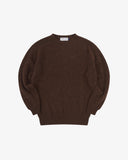 Front view of Uskees lambswool sweater in brown.